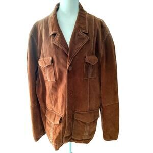 Wilsons Leather Co womens jacket brown w/white stich linen/cotton lined SZ XXL